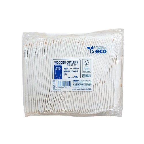 使い捨てスプーン 紙完封木製先割れスプーン16cm 100本入 やなぎプロダクツ