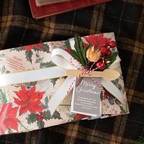 紙手提袋 ポインセチアペーパーバッグ-1(20枚) ヘッズ