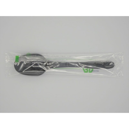 使い捨てスプーン バイオプラスプーン160 ブラック 個包装 ホウケン産業