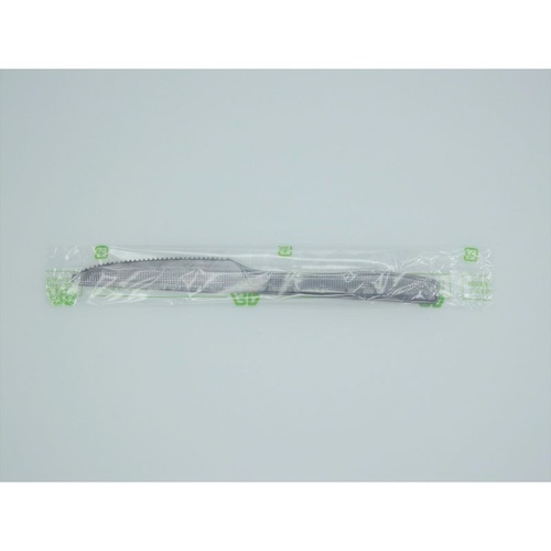 使い捨てカトラリー バイオプラナイフ160 ブラック 個包装 ホウケン産業