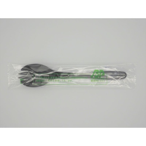 使い捨てカトラリー バイオプラフォークスプーン160 単袋 BK ホウケン産業