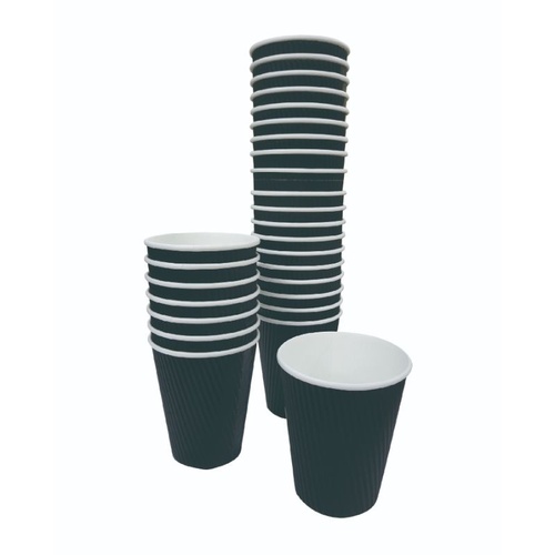 紙コップ FR-5313 リップルカップ 12オンス(ブラック) 40枚入 ファーストレイト