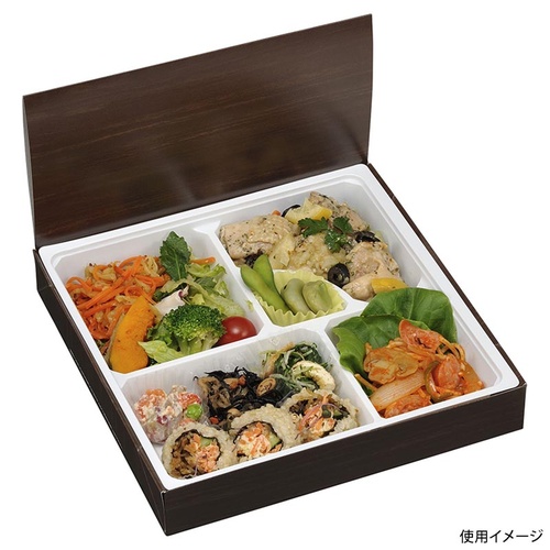 仕出し弁当容器 エコ折蓋80-80 ダークウッド FSM エフピコチューパ