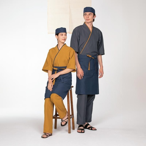 ミドルエプロン 腰下前掛 兼用 鶯/紺 F 住商モンブラン