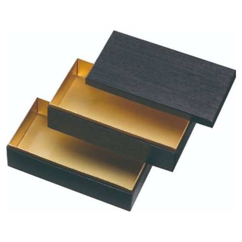 弁当容器 HSH-W200-105 2段貼箱 (黒木目エンボス 内金)セット アヅミ産業