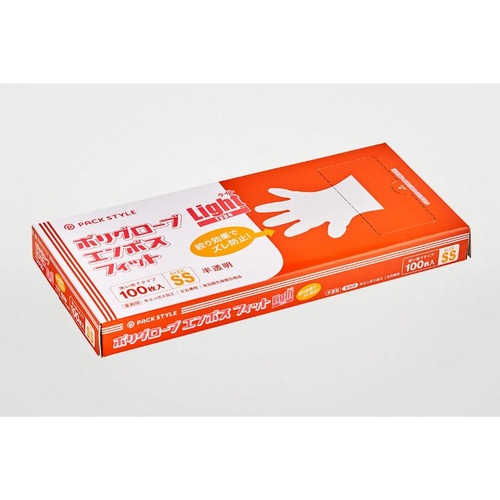 使い捨て手袋 ポリ手袋ライトフィット箱入 半透明 SS パックスタイル