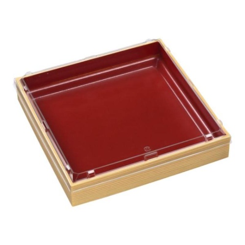 弁当容器 WPS-角270-270透明蓋付V 赤焼板目黒 エフピコ