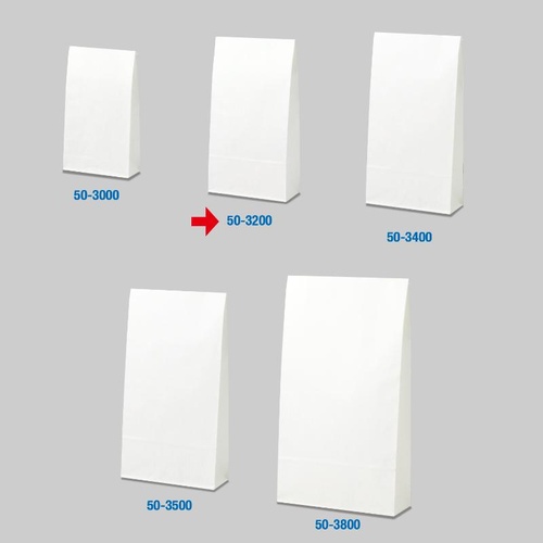 持ち帰り用紙袋 50-3200 角底袋 白無地 130×65×250 100P ササガワ