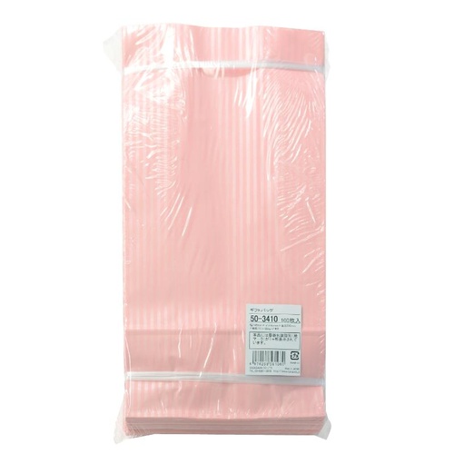 持ち帰り用紙袋 50-3410 角底袋 クリスタルピンク 145×65×280 100P ササガワ