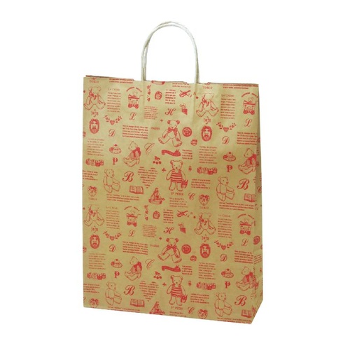 持ち帰り用紙袋 50-5316 手提げ袋 ベア 320×110×430 レッド 50P ササガワ