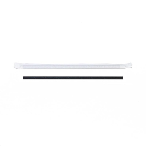 ドリンク資材 紙ストロー 紙個包装 黒 旭創業