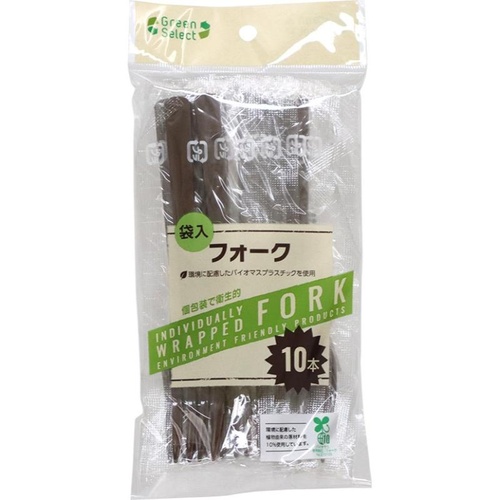 カトラリー Green Select バイオマスフォーク10％ 10本入 大和物産