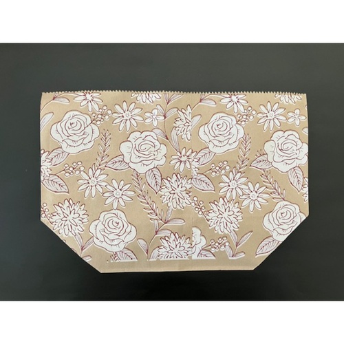 耐油袋 No.433 亀甲袋フラワー柄D(バラ柄・白) 大阪ポリエチレン販売