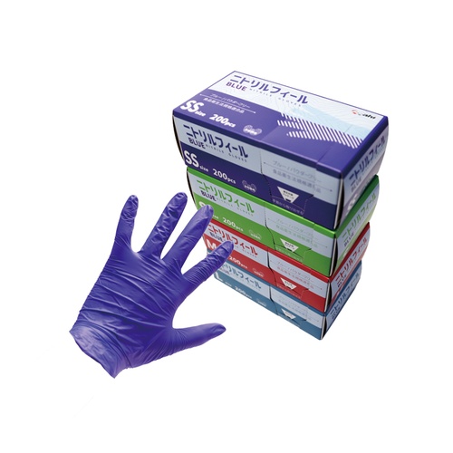 ニトリル手袋 ニトリルフィールPF青 M 旭創業