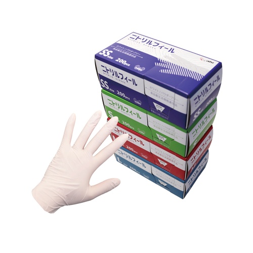 ニトリル手袋 ニトリルフィールPF白 M 旭創業