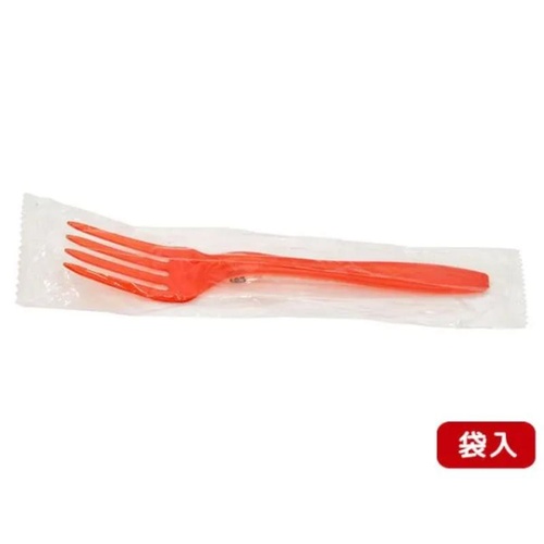 使い捨てフォーク カラーフォーク160mm クリアレッド 個包装 ホウケン産業