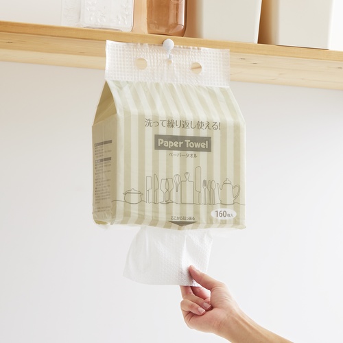吊り下げられる洗って使えるペーパータオル 中判サイズ 300枚