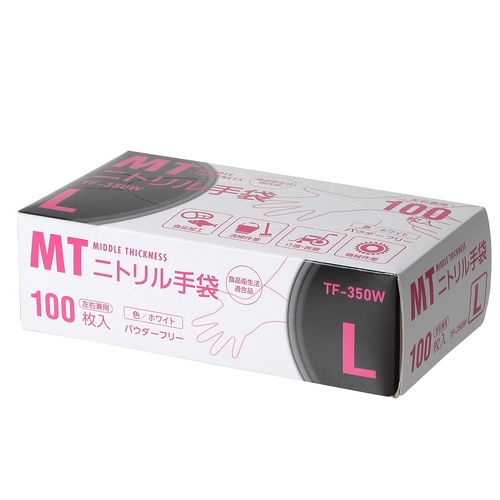 ＭＴニトリル手袋中厚手ホワイトＬ