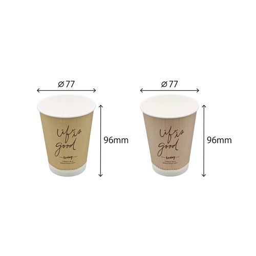 日本デキシー 紙コップ 断熱カップ 9oz クラフトテイスト (2デザインアソート)