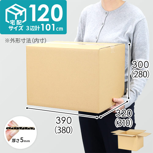 【宅配120サイズ】1200×1000パレットぴったりサイズダンボール箱［1段9箱×6段］（380×310×280mm）5mm A/F C5×C5