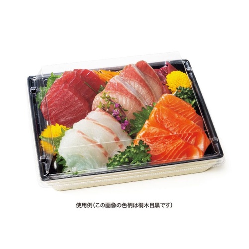 リスパック 刺身容器 豪華折 18-15B 桐木目朱 本体