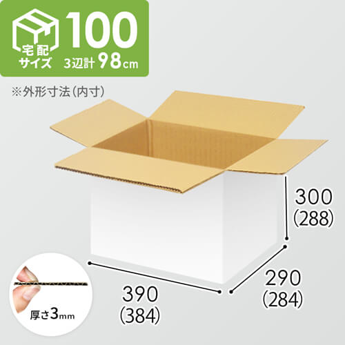 【宅配100サイズ】1200×1000パレットぴったりサイズダンボール箱［1段10箱×6段］（384×284×288mm）3mm B/F 白C5×C5