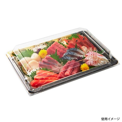 中央化学 刺身容器 DX 角皿 特1 金砂目-BK 本体