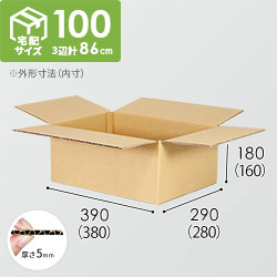 【宅配100サイズ】1200×1000パレットぴったりサイズダンボール箱［1段10箱×10段］（380×280×160mm）5mm A/F C120×C120