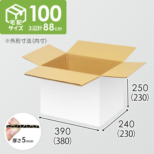 【宅配100サイズ】1200×1000パレットぴったりサイズダンボール箱［1段12箱×7段］（380×230×230mm）5mm A/F 白C5×C5
