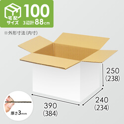 【宅配100サイズ】1200×1000パレットぴったりサイズダンボール箱［1段12箱×7段］（384×234×238mm）3mm B/F 白C5×C5