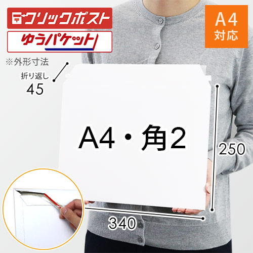 【クリックポスト・ゆうパケット】A4・角2 厚紙封筒 （開封ジッパー付き）