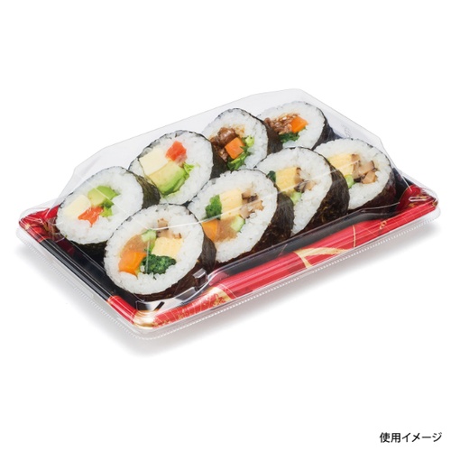 リスパック 寿司容器 魅せ巻 太8B はなまち赤 本体