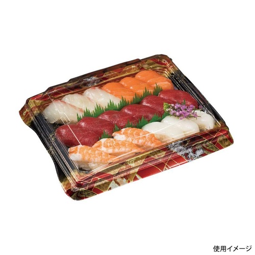 リスパック 寿司容器 バイオPS 魅せ盛桶 18B 晴れ着赤 本体