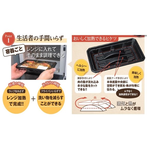 リスパック レンジ調理トレー バイオ食悦 25-15B 黒