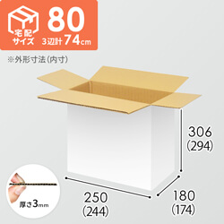 【宅配80サイズ】1100×800カゴ台車ぴったりサイズダンボール箱［ 1段16箱×6段］（244×174×294mm）3mm B/F 白C5×C5