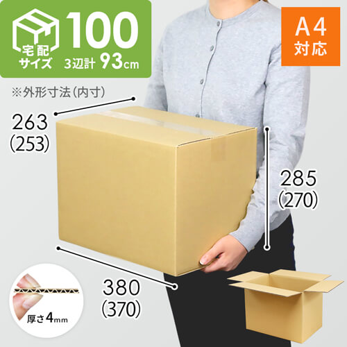 【宅配100サイズ】引っ越し・梱包用　段ボール箱（底面A4）