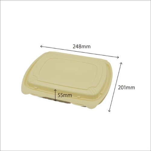 リスパック 弁当容器 バイオデリカ シェルBOX80-1 クラフトB