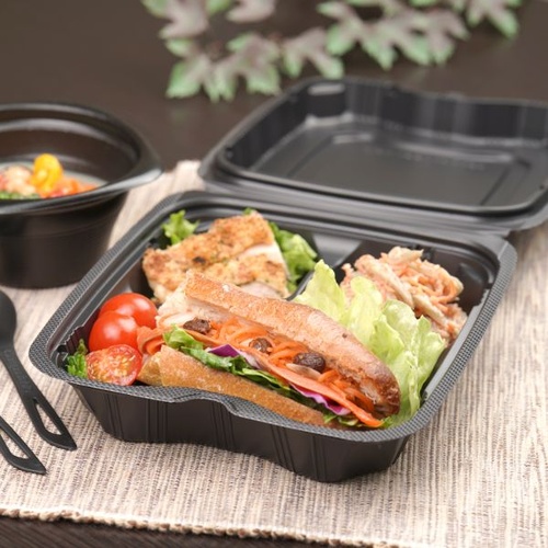リスパック 弁当容器 バイオデリカ シェルBOX70-1 黒