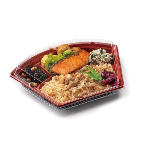 リスパック 弁当容器 バイオデリカ 郷味 扇24-1B 本体 K-あかね