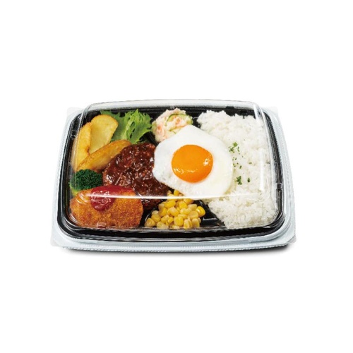 リスパック 弁当容器 バイオ マウント 24-19-2B 本体 白黒