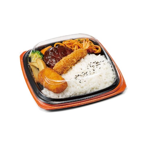 リスパック 弁当容器 バイオ マウント 21-21-1B 本体 オレンジ黒