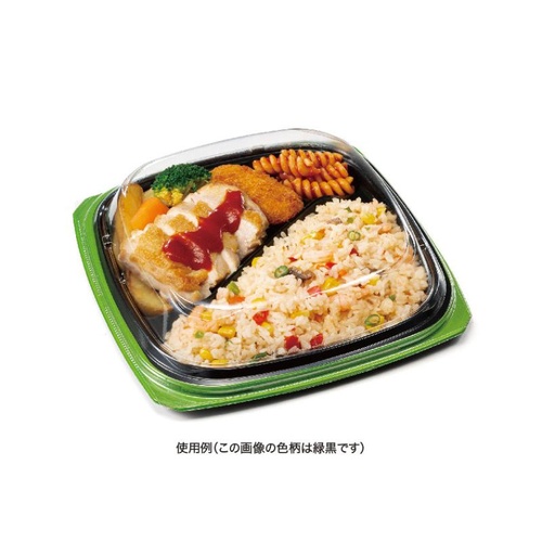 リスパック 弁当容器 バイオ マウント 22-22-1B 本体 白黒