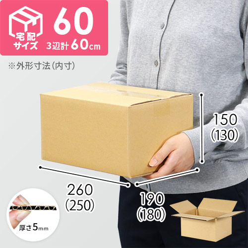 【宅配60サイズ】小箱ぴったり梱包用ダンボール箱［SBOX-05・2箱］（250×180×130mm）5mm A/F C120×C120