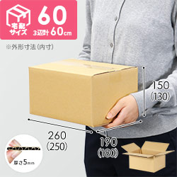 【宅配60サイズ】小箱ぴったり梱包用ダンボール箱［SBOX-05・2箱］（250×180×130mm）5mm A/F C120×C120