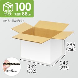 【宅配100サイズ】小箱ぴったり梱包用ダンボール箱［WBOX-01・8箱］（332×233×266mm）5mm A/F 白C5×C5