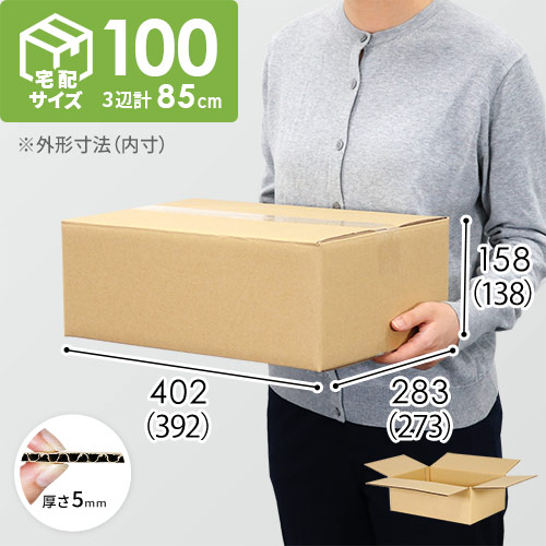 【宅配100サイズ】小箱ぴったり梱包用ダンボール箱［WBOX-02・4箱］（392×273×138mm）5mm A/F C120×C120