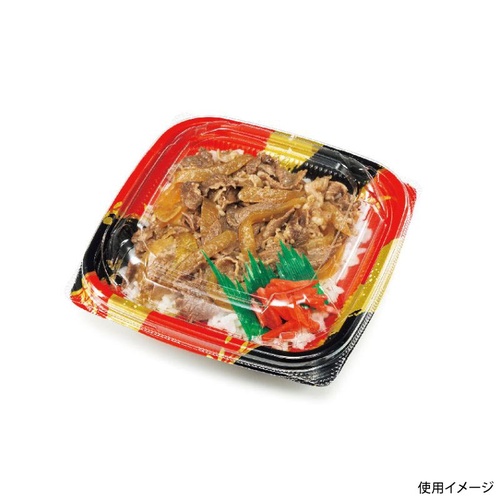リスパック どんぶり容器 バイオ のぞみ 角160-40B 本体 K-めいか赤