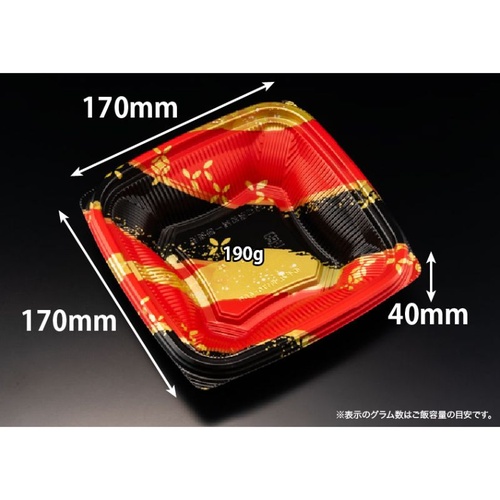 リスパック どんぶり容器 バイオ のぞみ 角170-40B 本体 K-めいか赤
