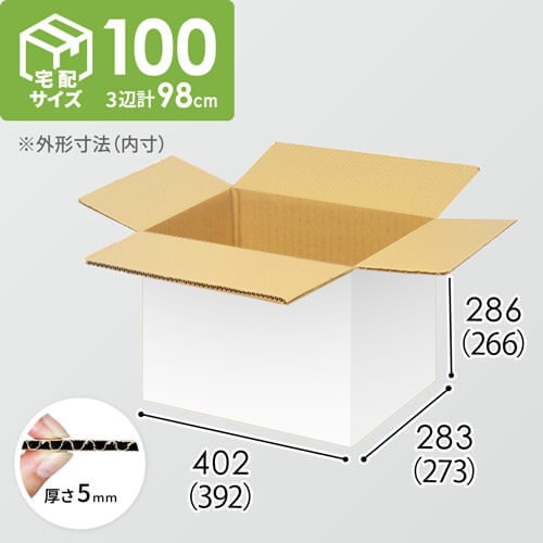 【宅配100サイズ】小箱ぴったり梱包用ダンボール箱［WBOX-02・8箱］（392×273×266mm）5mm A/F 白C5×C5