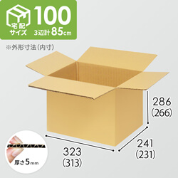 【宅配100サイズ】小箱ぴったり梱包用ダンボール箱［WBOX-03・4箱］（313×231×266mm）5mm A/F K5×K5